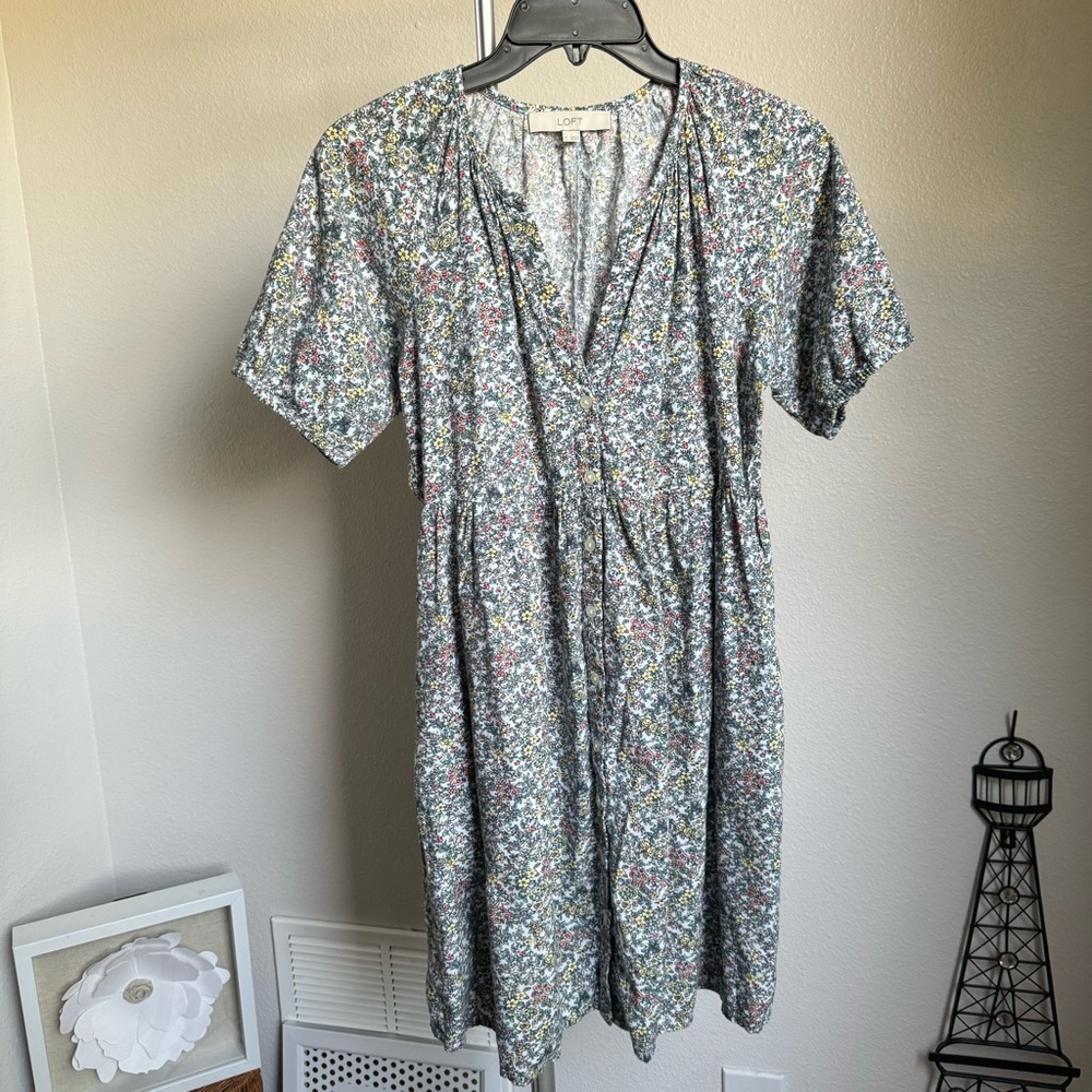 Loft Floral Cottagecore Lightweight Cotton Dress